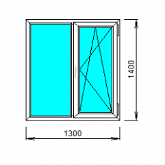 Окно ПВХ двухстворчатое поворотно-откидное 1300×1400 мм  Exprof  58 (СП24)