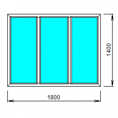 Окно ПВХ трехстворчатое глухое 1800×1400 мм VEKA SL70 (СП40)