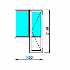 Балконный блок (глухое окно) 1400×2150 мм  Exprof  70 (СП70)