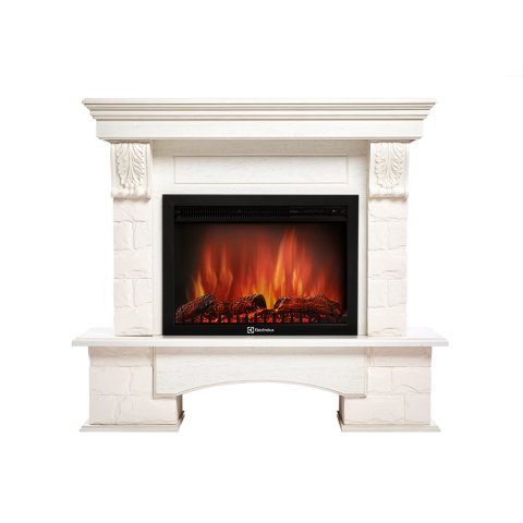 Каминокомплект Electrolux Forte 25S камень белый, шпон белёный дуб с очагом EFP/P-2720RLS
