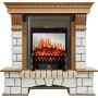 Каминокомплект Pierre Luxe - Дуб / Белый с очагом Fobos FX M Black