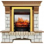 Каминокомплект Pierre Luxe - Дуб / Белый с очагом Fobos FX M Brass