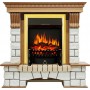 Каминокомплект Pierre Luxe - Дуб / Белый с очагом Fobos FX Brass