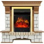 Каминокомплект Pierre Luxe - Дуб / Белый с очагом Majestic FX Brass