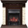 Каминокомплект Luxemburg (каменный) - Сланец/Темный дуб с очагом Fobos FX Black