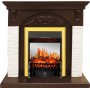 Каминокомплект Bern Сланец мелкий белый / Темный дуб с очагом Fobos FX M Brass