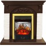 Каминокомплект Bern Сланец мелкий белый / Темный дуб с очагом Majestic FX M Brass