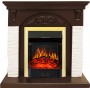 Каминокомплект Bern Сланец мелкий белый / Темный дуб с очагом Majestic FX Brass