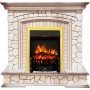 Каминокомплект Preston - Белый/Слоновая кость с патиной с очагом Fobos FX Brass