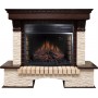Каминокомплект Pierre Luxe угловой - Темный дуб / Сланец бежевый с очагом Dioramic 28 LED FX