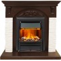 Каминокомплект Bern Сланец мелкий белый / Темный дуб с очагом Brookline Black