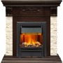 Каминокомплект Luxemburg (каменный) - Сланец/Темный дуб с очагом Brookline Black