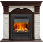 Каминокомплект Dublin - Темный дуб / Сланец белый с очагом Brookline Black