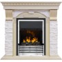 Каминокомплект Dublin - Слоновая кость с патиной / Сланец крем с очагом Flagstaff