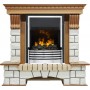 Каминокомплект Pierre Luxe - Дуб / Белый (Высота 1020мм) с очагом Flagstaff