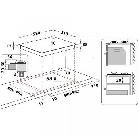 Газовая варочная панель Indesit THP 641 IX/I